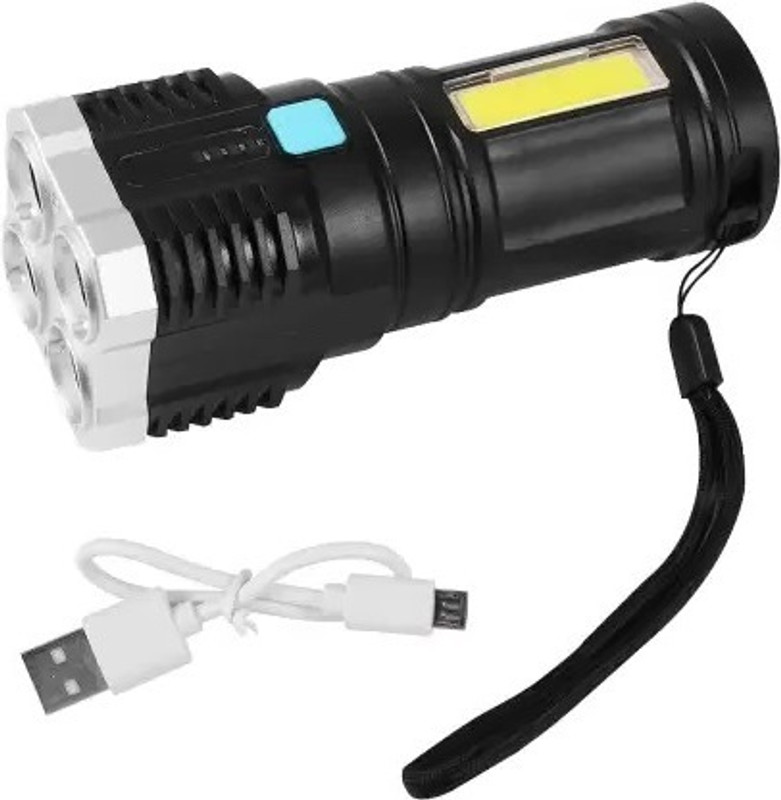 NKPR High quality Super Bright LED Flashlight 4 Lighting Torch High Lumens 100 12 hrs Torch Emergency Light(Black)