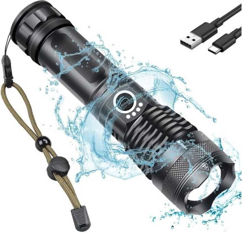 TANSHA 376 Rechargeable Led Metal Zoomable 5 Mode Flashligh Torch(Multicolor, 10 cm, Rechargeable)