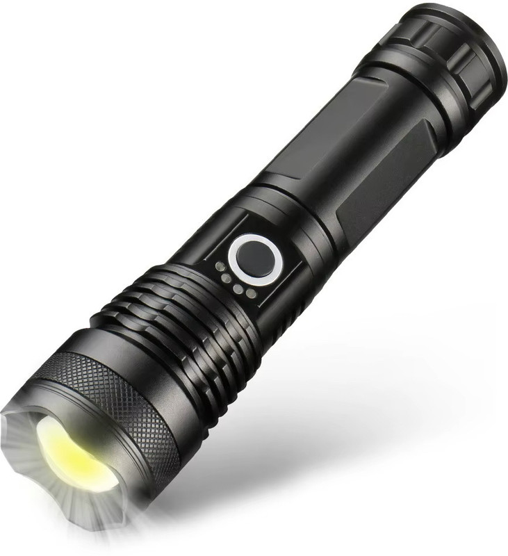 PICSTAR eavy Duty M20 Metal Torch - Long Range Powerful Searchlight for Night Work Torch(Black, 15 cm, Rechargeable)