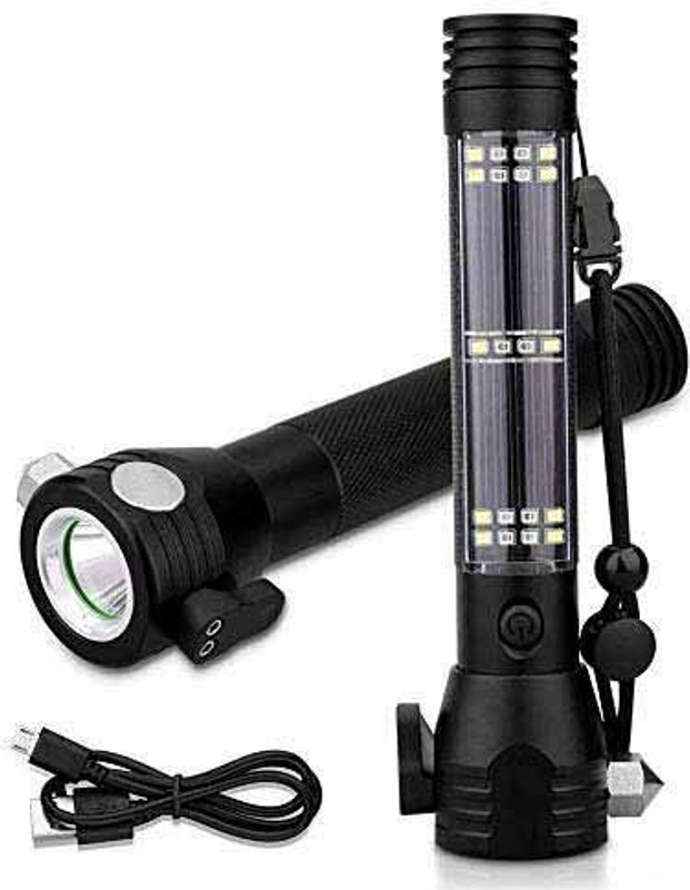 SHARNGA Aluminium 7 Mode Rechargeable Solar LED Torch Flashlight, Power Bank. Cam