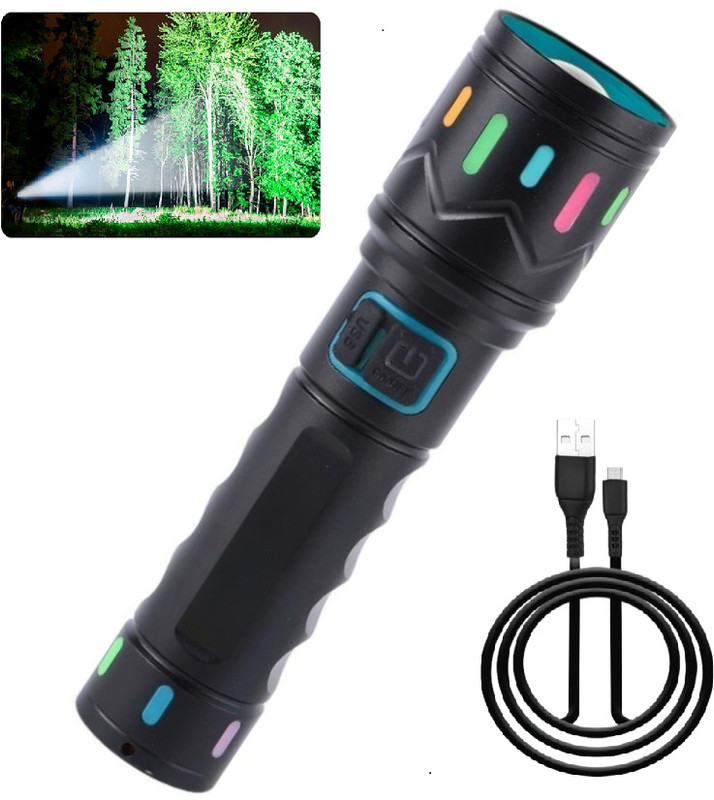 MZ 035 (ZOOMABLE METAL)5 Modes Flashlight, Super Bright Cree T6 LED Light Torch(Black, 13.5 cm, Rechargeable)
