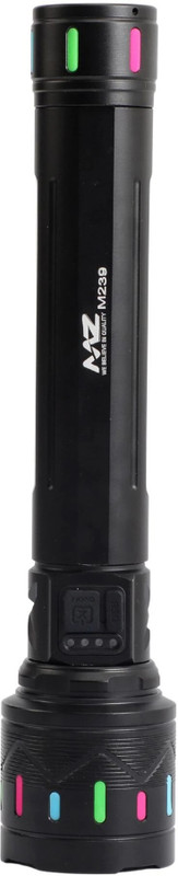 MZ M239 (ZOOMABLE LED RECHARGEABLE METAL TORCH) 200W with 3000mAh Battery Torch(Black, 24 cm, Rechargeable)