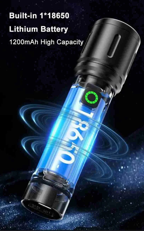 Dotcom Metal Led Torch Light Long Range 2 Km With Type C Charging Port Torch(Black, 13.5 cm, Rechargeable)