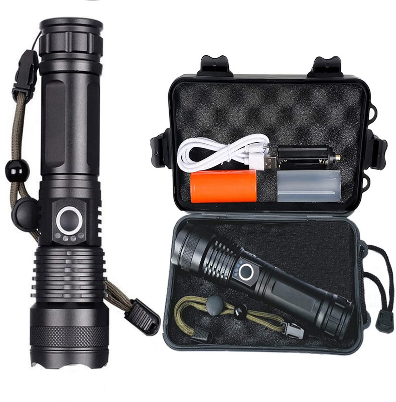 TANSHA Waterproof Rechargeable Tactical Torch Long Range Flashlights 4 hrs Torch Emergency Light(Multicolor)