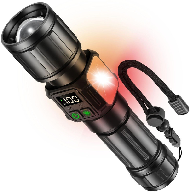 Svoko Torch Light High Power, IP67 Waterproof Led Charging Flashlight, 2km Long Range Torch(Black, 6.6 cm, Rechargeable)