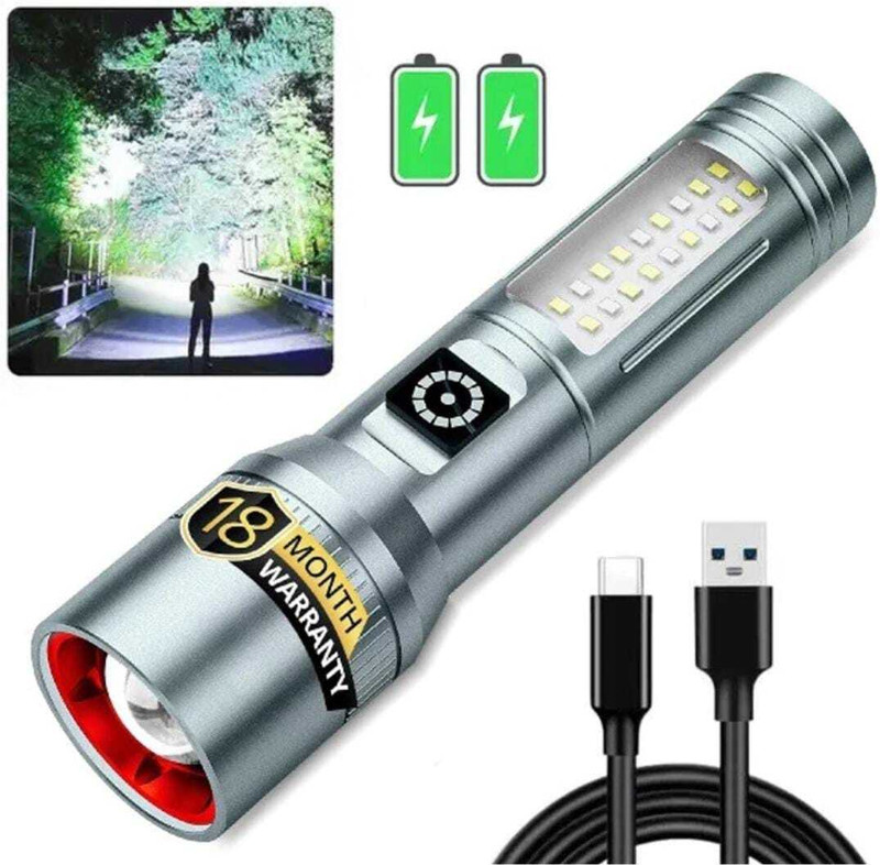Zeno volt M15 Metal Body High-Powered Tactical LED Flashlight Torch 8 hrs Torch Emergency Light(Silver)