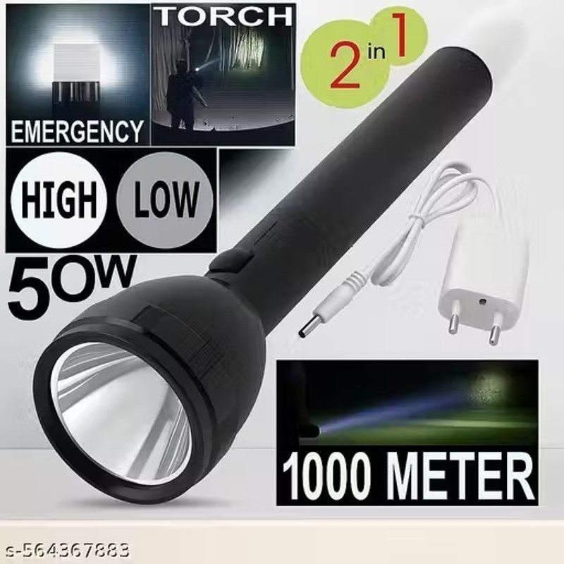 Sument Lithium Battery Long Range Led Light with 3000mAh Battery Torch(Black, 280 cm, Rechargeable)