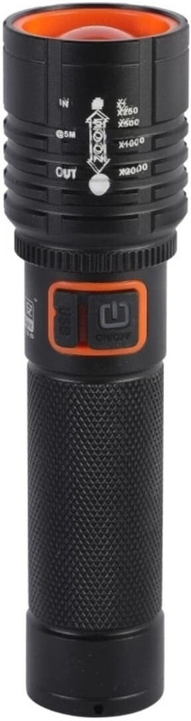 UNZAG Dual Mode Lighting Rechargeable Led Torch Rechargeable Led Flashlight Spotlight Torch(Black, Red, 15 cm, Rechargeable)