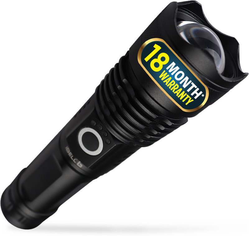 iBELL FL8360S Flashlight, 10W, Multiple Light Modes, Telescopic Zoom, Water Resistant Torch(Black,...