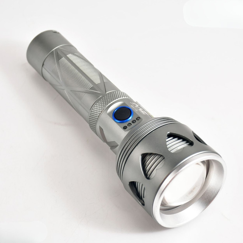 MZ M978 (RECHARGEABLE LED METAL TORCH) Zoomable 250W Power & 5500mAh Battery,2000LM Torch(Silver, 19.5 cm, Rechargeable)