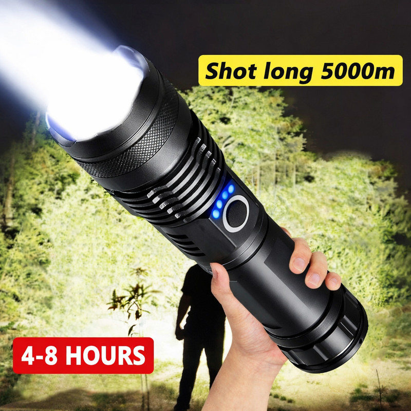 JMALL Rechargeable, IP67 Waterproof Led Charging Flashlight High Beam 1km Long Range Torch(Black, 16 cm, Rechargeable)