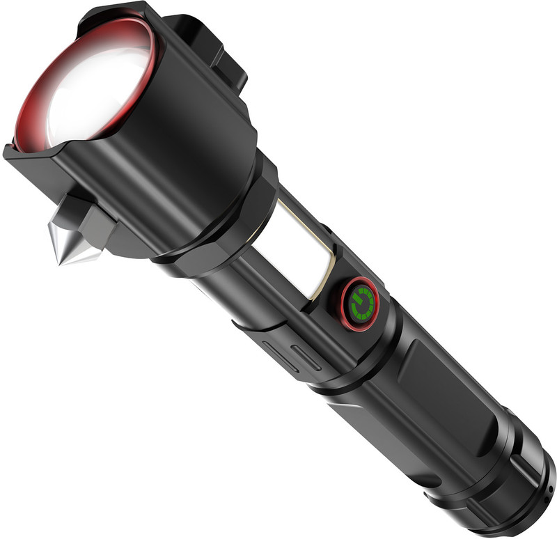 UN1QUE Torch Light High Power, 10000 Lumens Flashlight with 5 Modes, Adjustable Focus Torch(Black, Red, 17 cm, Rechargeable)