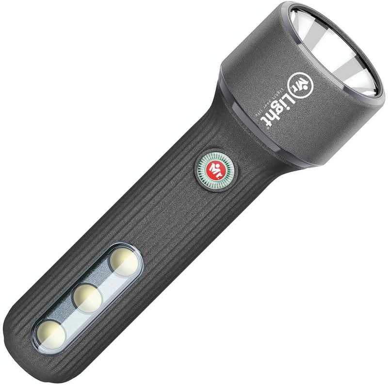 Mr.Light Rechargeable LED Flashlight|Headlamp&Sidelamp Modes|Brightness Adjustment|Type-C Torch(Multicolor, 15 cm, Rechargeable)