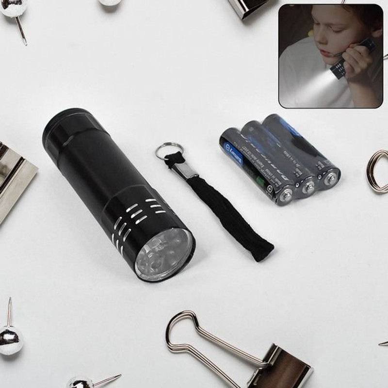 DeoDap Portable Mini Torch – Super-Bright LED Flashlight with 3AAA Batteries Torch(Black, 2 cm, Rechargeable)