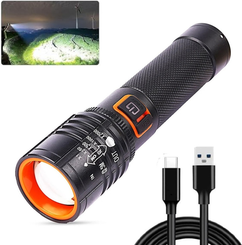 Dazzel Flex USB Rechargeable LED Flashlight Super Bright Torch Tactical Lamp Outdoor Lamp Torch(Black, 14 cm, Rechargeable)