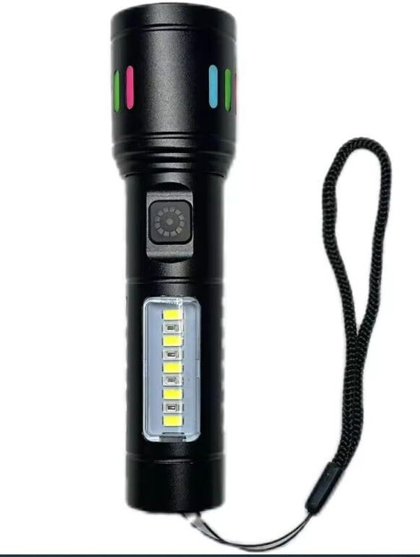 U UZAN HZ 603 Professional Long Range Torch Strong Metal Body Power Led Flashlight Torch(Black, 13 cm, Rechargeable)