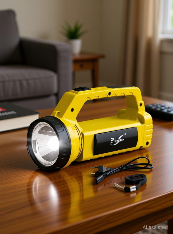24 ENERGY Every day high power led light torch | Emergency Light Torch(Yellow, 19 cm, Rechargeable)