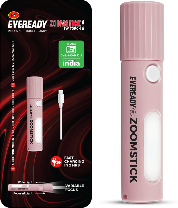 EVEREADY DL105 Zoomstick with Variable Focus Torch(Multicolor, 10 cm, Rechargeable)