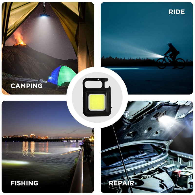 Helplink Infotech Rechargeable LED Keychain Flashlight with COB Work Light Flash(Black)