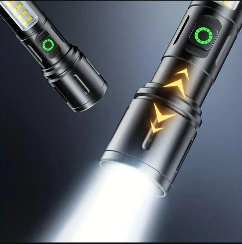 U UZAN HZ 603 Professional Long Range Torch Strong Metal Body Power Led Flashlight Torch(Black, 13 cm, Rechargeable)