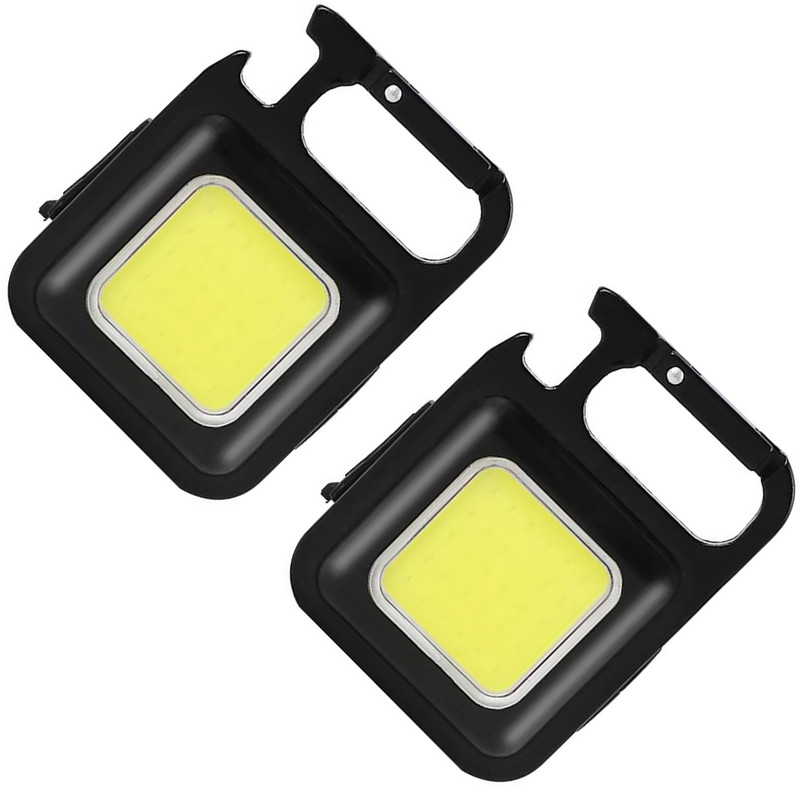 MOBIZAC USB Rechargeable Keychain Torch Light COB Flashlight Mini Torch Light PACK OF 2 Torch(Black, 5 cm, Rechargeable)