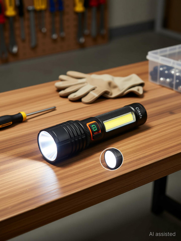 Cinefx 4IN1 RECHARGEABLE FULL METAL BODY HIGH POWER LONG RANGE BLINKER TORCH Torch(Black, 16 cm, Rechargeable)