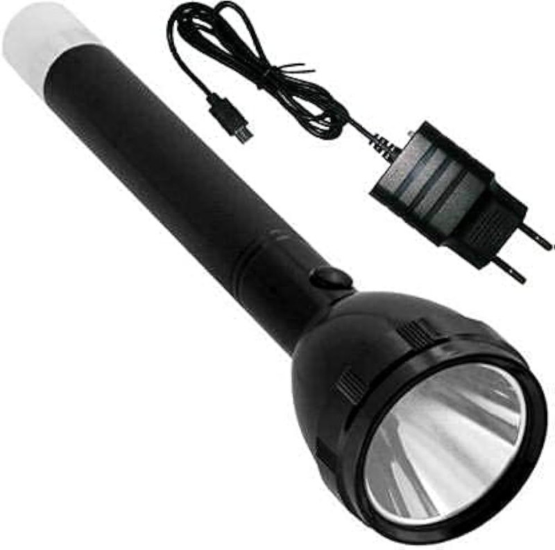 Zimork Dual Mode Full Led Rechargeable Long Range Torch Up to 1 Km 8 hrs Torch Emergency Light(Black)