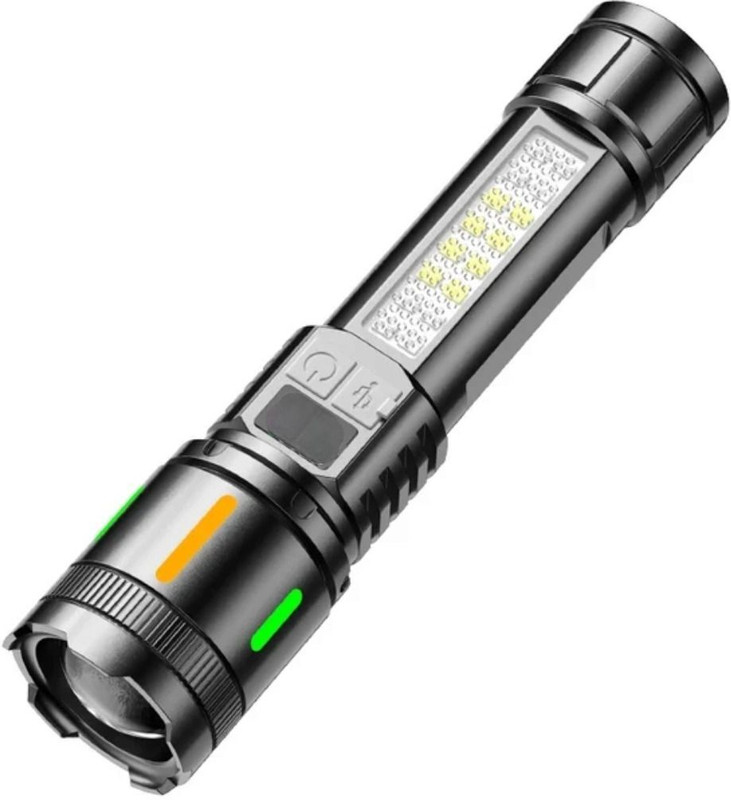 otoobest M036 Ultra-Bright LED Torch 10000 Lumens | Rechargeable Type-C Flashlight Torch(Black, Black, 14.5 cm, Rechargeable)