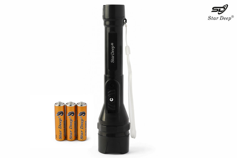 STARDEEP 0.75W SD-52 LED EASY ON/OFF FLASHLIGHT WITH AAA SIZE CELL LOCK FLASHER BUTTON Torch(Red, Black, 5 cm)