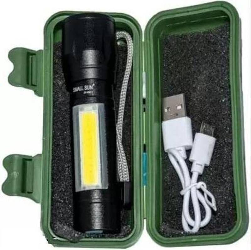 MOOZMOB USB Charging Small Torch Light for Home Night Camping Torch Light Flashlight LED 6 hrs Torch Emergency Light(Black)