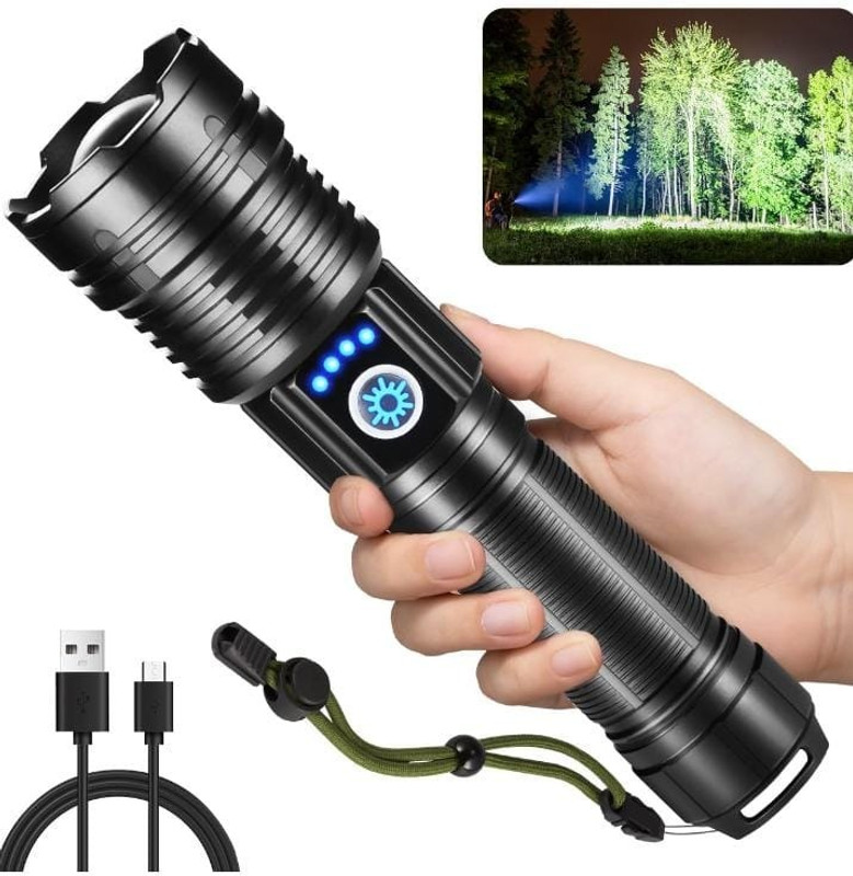 Zeno volt 376Rechargeable Torch Light High Power, LED Torchlight USB Charging, Powerful Torch(Black, 18 cm, Rechargeable)