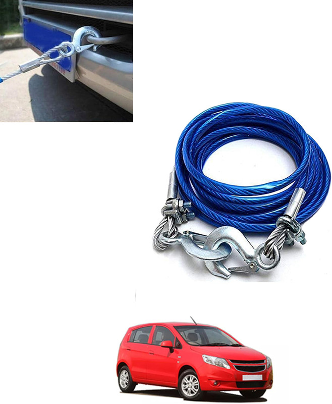 MATIES Car Blue Heavy Duty Strong Emergency 7000Kg Towing Capcity Rope With Hooks-234 4 m Towing Cable(Stainless Steel, 7000 kg Pull Capacity)