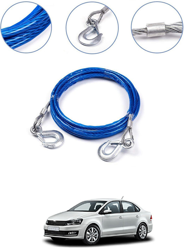 AYW Super Strong Stainless Steel Towing Cable With Dual Hook For Vehicle-288 4 m Towing Cable(Stainless Steel, 7000 kg Pull Capacity)