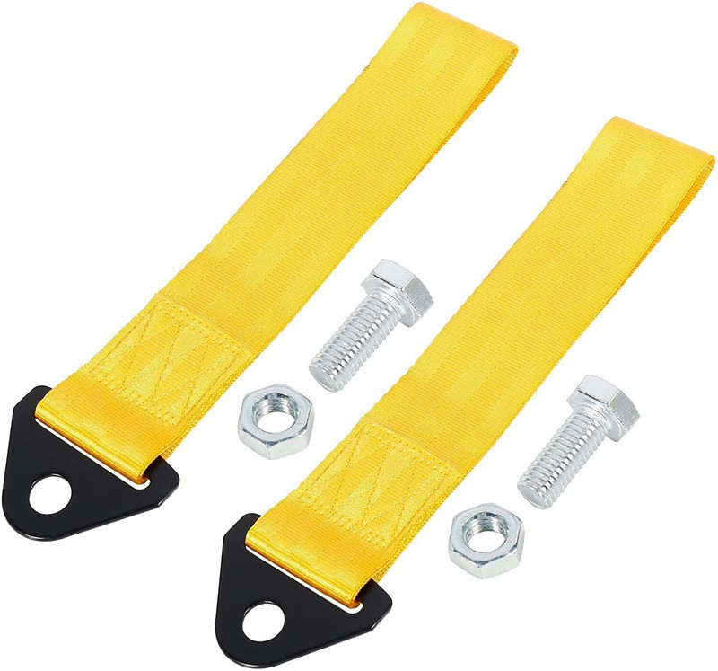carfrill 2pcs Universal Car Tow Towing Hook Bumper Trailer Belt Strap 0.2 m Towing Cable(Nylon, 1000 kg Pull Capacity)