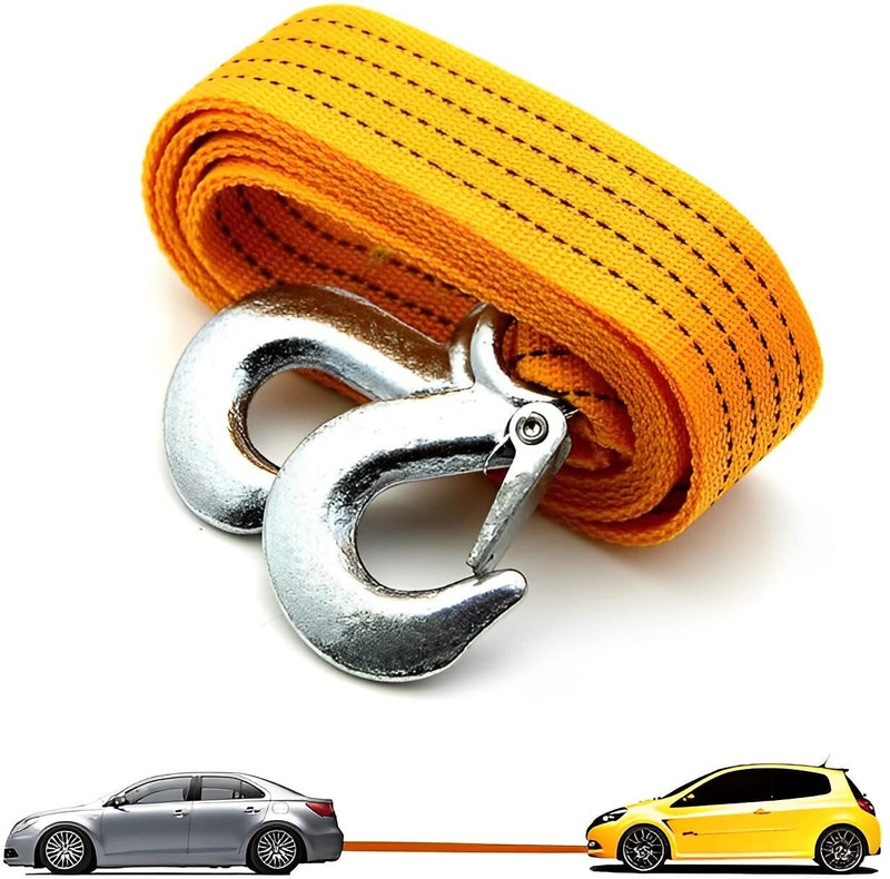 QNJL Tow Strap Tow Rope with Heavy Hooks Car Vehicle Heavy Duty Recovery Rope 4 m Towing Cable(Nylon, 2000 kg Pull Capacity)