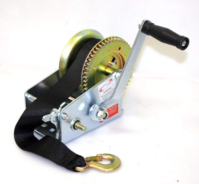 ELLOZIA Hand Winch 1200 LBS Hand Gear Winch ATV Boat Trailer Heavy Duty with Nylon Strap 8 m Towing Cable(Stainless Steel, 555 kg Pull Capacity)