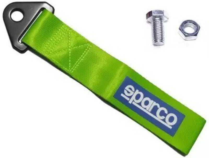 SmartFasionZ SPARCO -GREEN - TOW Car Auto Trailer Tow Strap Short Loop Set Kit with Bumper Hook Universal 0.2 m Towing Cable(Nylon, 1000 kg Pull Capacity)
