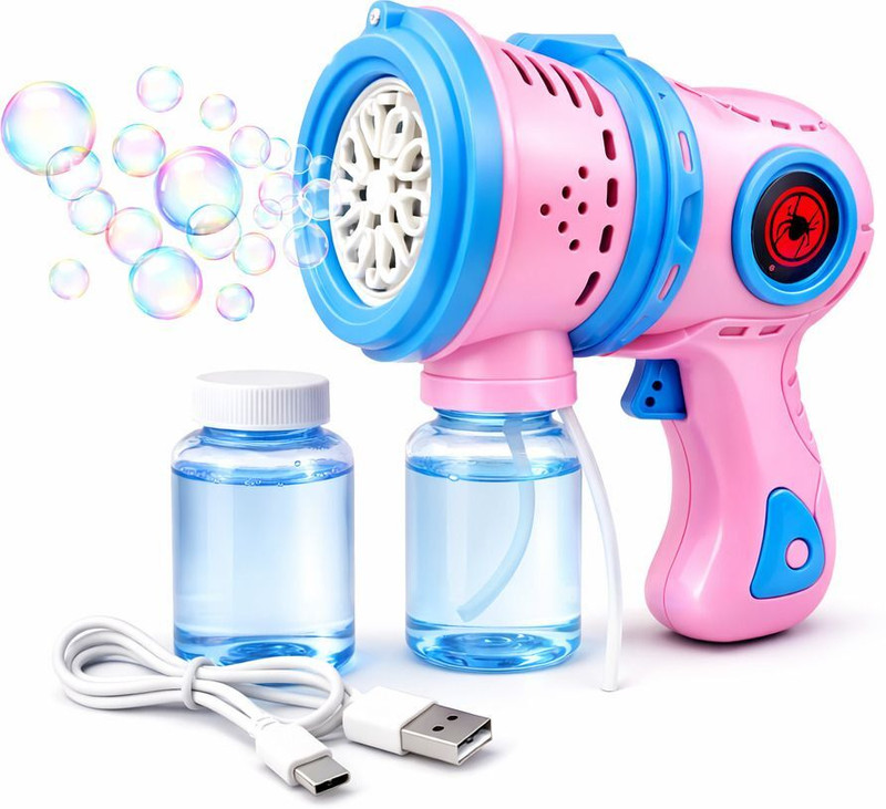 KidsPlay Trending Rechargeable Bubble Gun Kids |LED Light, 2 Bubble Bottle| Best gift Toy Bubble Maker