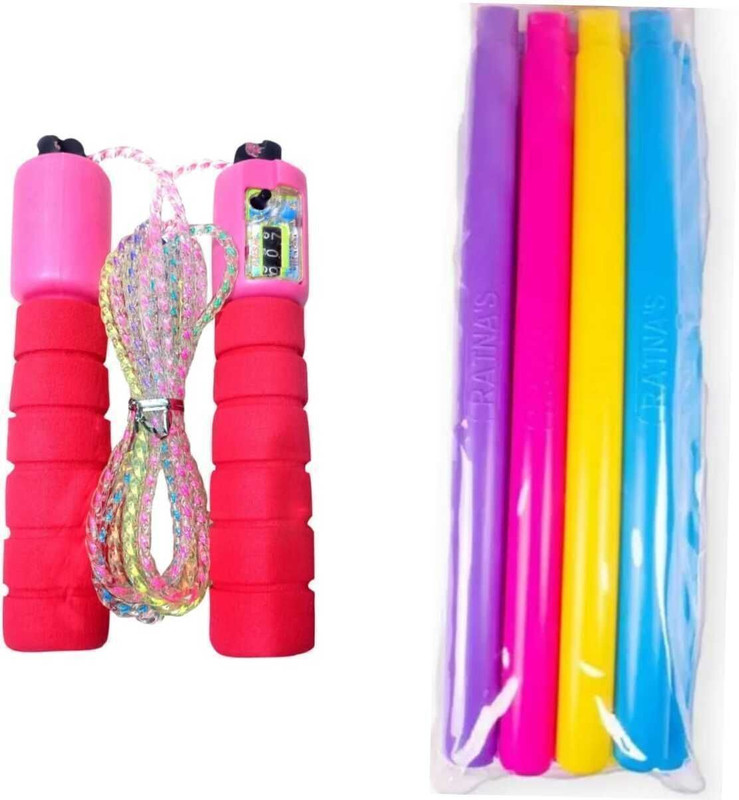 Toy gate Hula Hoop Ring of 8 Pcs & Skipping Rope Combo, For Exercise,Dance & Fitness Hula Hoop
