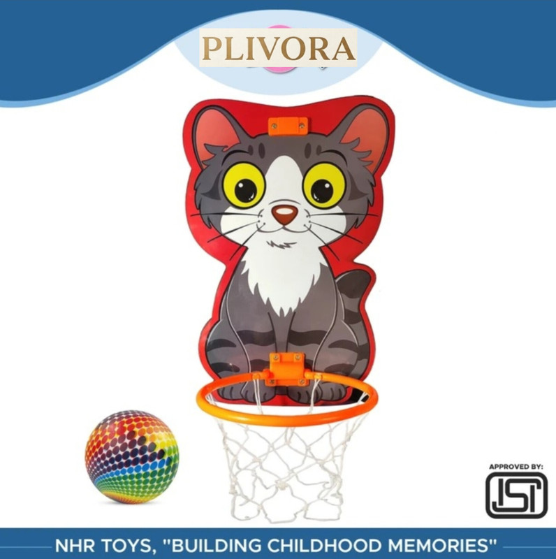 Plivora Cat Basket Ball Kit Set with Ring & Ball, Playing Indoor Outdoor Game Basketball