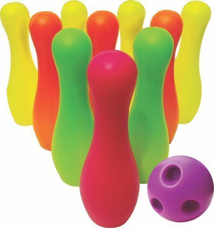 Toys Basket Plastic Bowling Set-12 Piece, 10 Pins, 2 Balls, in Box 3-5 year children Bowling