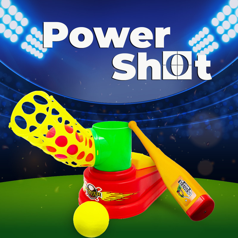 Toybharat Power Shot | Pitcher Machine for Children with Ball & Bat Baseball Kit Baseball Kit