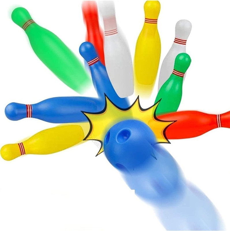 Toy gate Bowling Game Toy For Kids 6 Pin & 1 Ball (Multicolor) Bowling