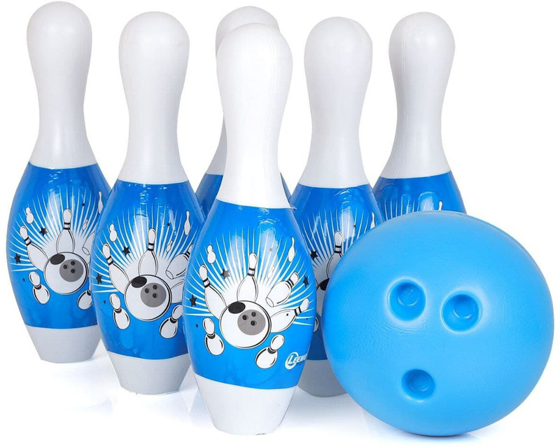 DIKUJI ENTERPRISE Bowling Set Plastic 6 Pins 1 Balls Large Bowling Toy For Kids - Multi color Bowling