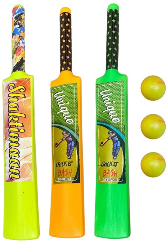 DURGA JI PLASTIC Vidhyapati Bat-Ball Pack 3 | High Quality Plastic | Cricket Kit | Age 3+ Cricket Ball