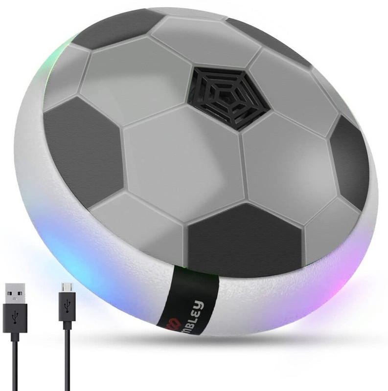 Wembley USB Rechageable Hover Ball Indoor Football Soccer Game With Colorful LED (Grey) Hoverball