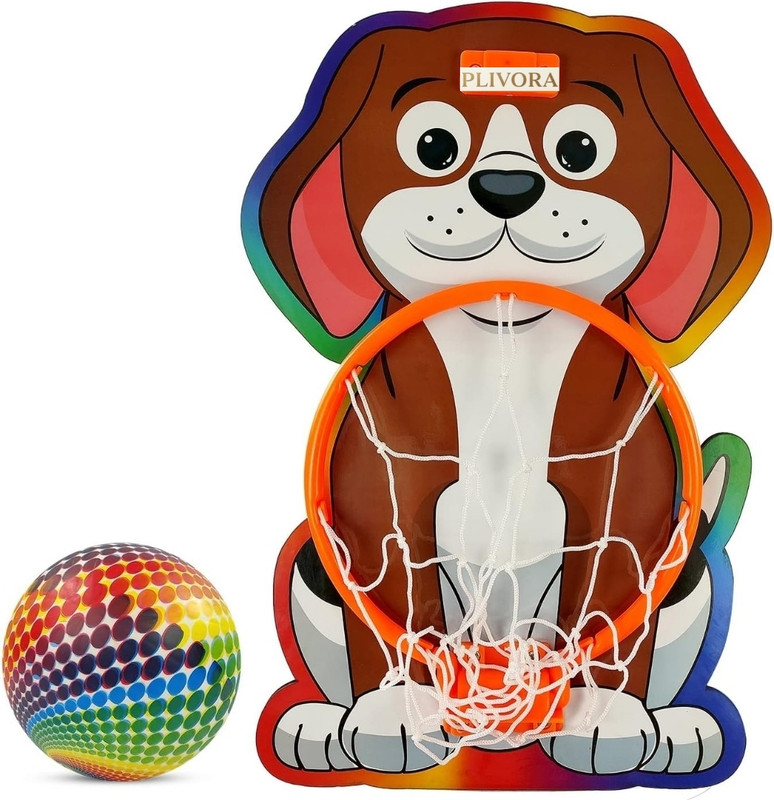 Plivora Dog Basket Ball for Kids Hangable Indoor Outdoor Basket Board Kit Basketball