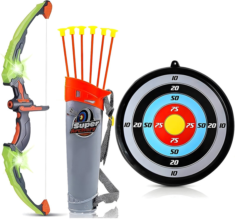 Jollyora Boys Basic Archery Set with 3 Suction Cup Arrows & Target (Color May Vary) Archery Kit