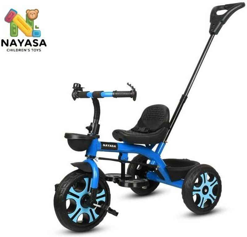 NAYASA Tricycle with Parental Handle | Kids 3 to 5 years and Dual Storage Basket SB-HDL-03-BLUE Tricycle(Blue)