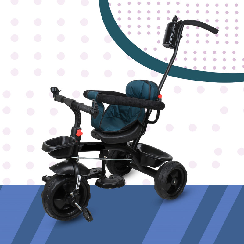 DUGGI MUGGI kids best trike 1-4 year kids with Parental Push Handle With Side Spot for Kids Tricycle(Black)